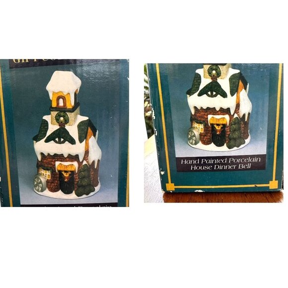 Vintage Gift Collection Hand Painted Porcelain House Dinner Bell Christmas Gift - Picture 11 of 12